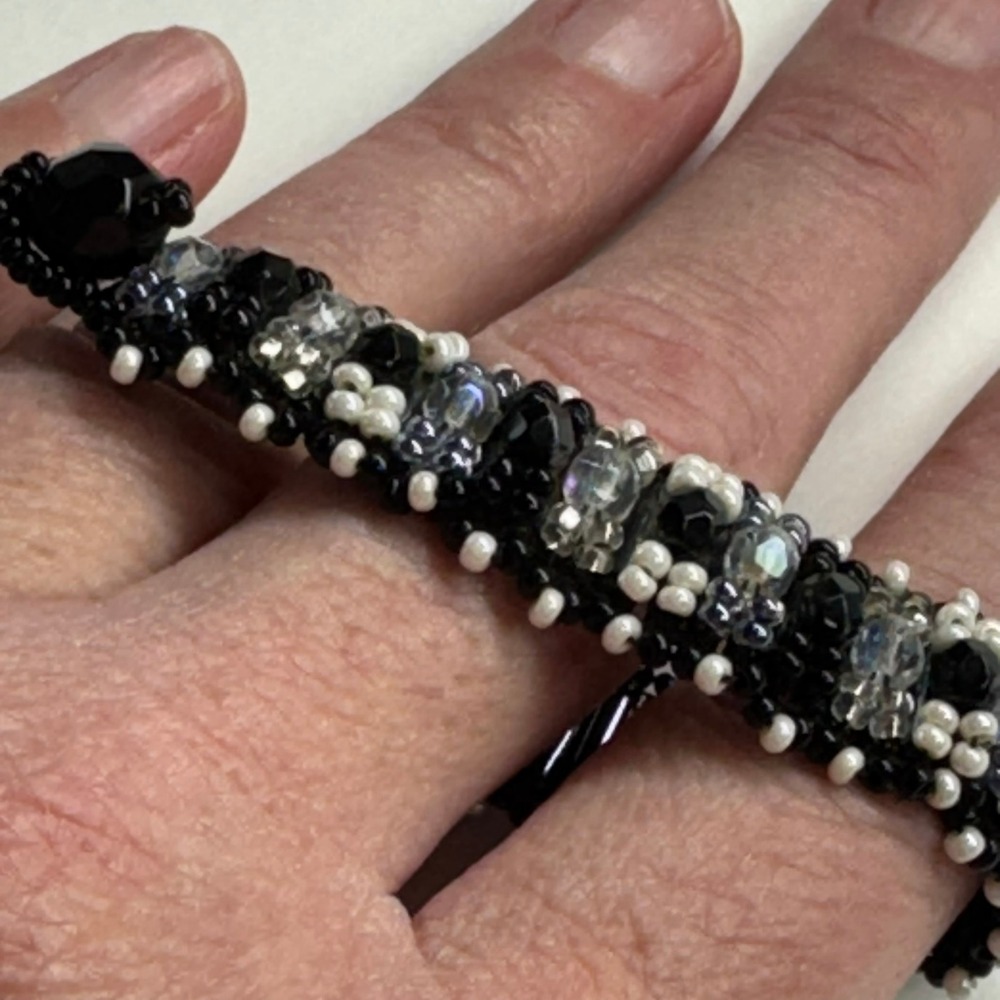 Beaded Bracelet Black‎ White Crystal Geometric Luxury Statement